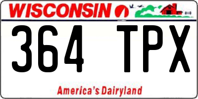 WI license plate 364TPX