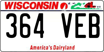 WI license plate 364VEB
