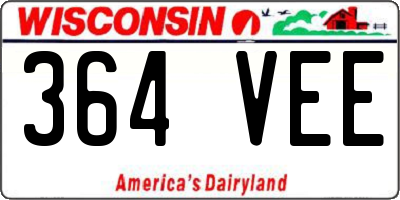 WI license plate 364VEE