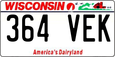 WI license plate 364VEK