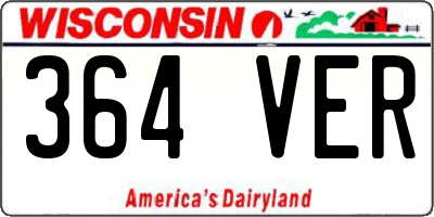 WI license plate 364VER