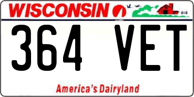 WI license plate 364VET