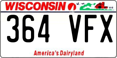 WI license plate 364VFX