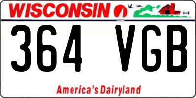 WI license plate 364VGB