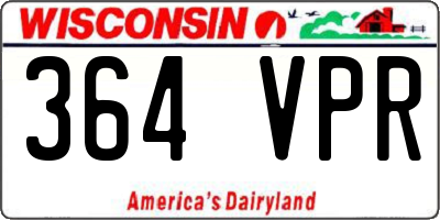 WI license plate 364VPR