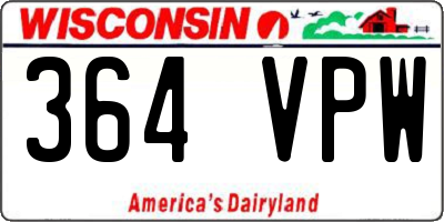 WI license plate 364VPW