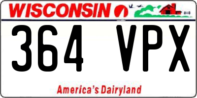 WI license plate 364VPX