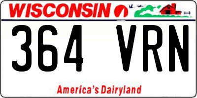 WI license plate 364VRN
