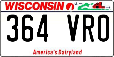 WI license plate 364VRO