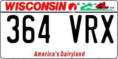 WI license plate 364VRX