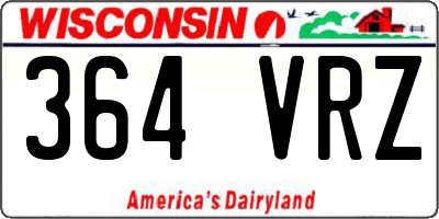 WI license plate 364VRZ