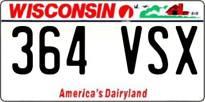 WI license plate 364VSX