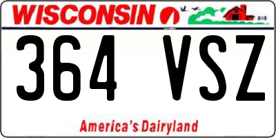WI license plate 364VSZ