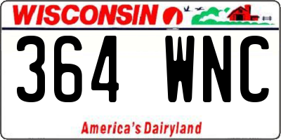 WI license plate 364WNC