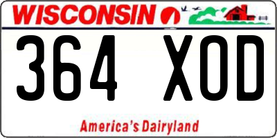 WI license plate 364XOD