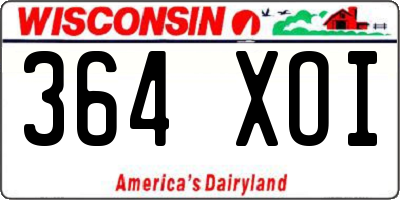 WI license plate 364XOI