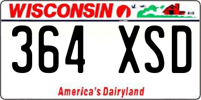WI license plate 364XSD