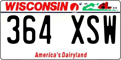WI license plate 364XSW