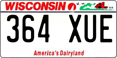 WI license plate 364XUE