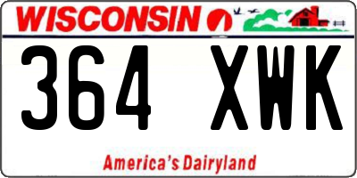 WI license plate 364XWK
