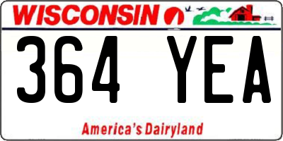 WI license plate 364YEA
