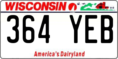 WI license plate 364YEB