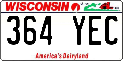 WI license plate 364YEC