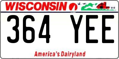 WI license plate 364YEE