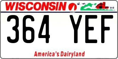 WI license plate 364YEF