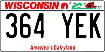 WI license plate 364YEK