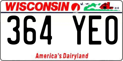WI license plate 364YEO