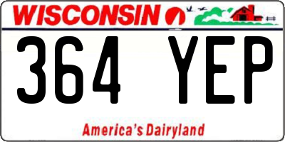 WI license plate 364YEP