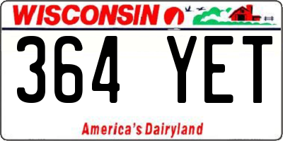WI license plate 364YET