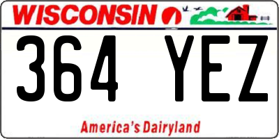 WI license plate 364YEZ
