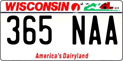 WI license plate 365NAA