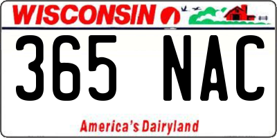 WI license plate 365NAC