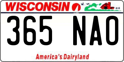 WI license plate 365NAO