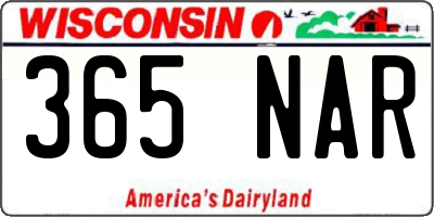 WI license plate 365NAR