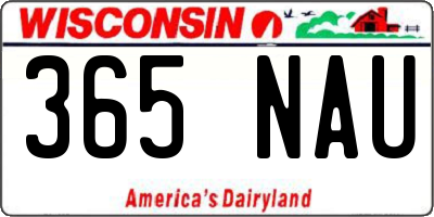 WI license plate 365NAU