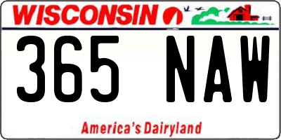WI license plate 365NAW