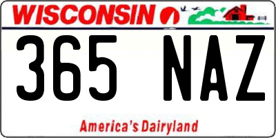 WI license plate 365NAZ