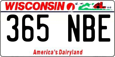 WI license plate 365NBE
