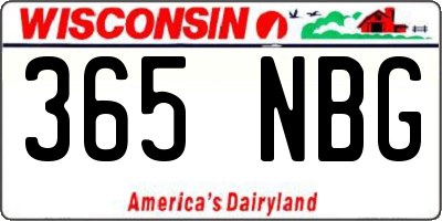 WI license plate 365NBG