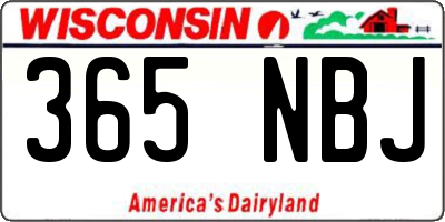 WI license plate 365NBJ