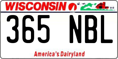 WI license plate 365NBL