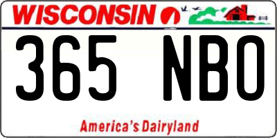 WI license plate 365NBO