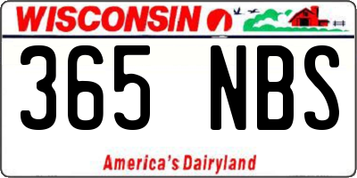 WI license plate 365NBS