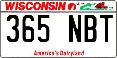 WI license plate 365NBT