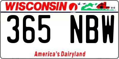 WI license plate 365NBW