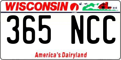 WI license plate 365NCC